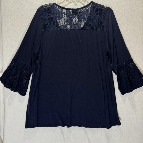 Wallpaper Blouse Womens XL Lace Bell Sleeve V Neck‎ Boho Tunic Shirt - Picture 2 of 9